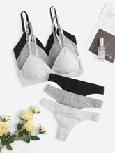 3pack Solid Lingerie Set